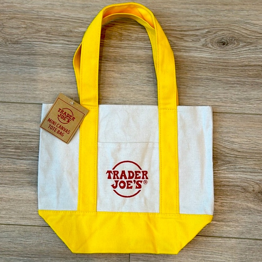 Trader Joe’s Mini Canvas Tote Bag NWT yellow